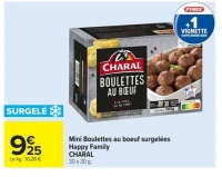 Mini Boulettes au boeuf surgelées Happy Family CHARAL