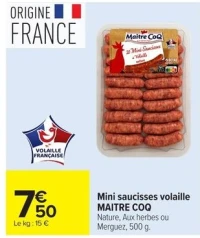 Mini saucisses volaille MAITRE COQ