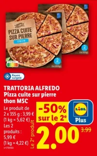 Trattoria Alfredo Pizza cuite sur pierre thon MSC