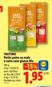 TASTINO Petits pains au maïs à cuire sans gluten Bio