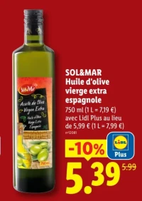 SOL&MAR Huile d'olive vierge extra espagnole