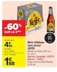Bière d'Abbaye sans alcool Leffe Blonde
