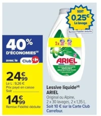 Lessive liquide ARIEL Original ou Alpine