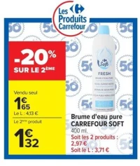 Brume d'eau pure CARREFOUR SOFT Fresh