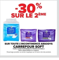 Protections d'incontinence Absodys Carrefour Soft