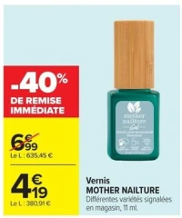 Vernis Mother Nailture Différentes variétés signalées en magasin, 11 ml
