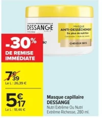 Masque capillaire Dessange Nutri Extrême Ou Nutri Extrême Richesse, 280 ml