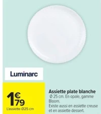 Assiette plate blanche Luminarc