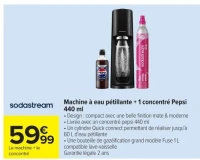 Machine à eau pétillante + 1 concentré Pepsi 440 ml Sodastream