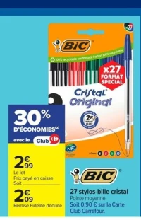 27 stylos-bille cristal BIC