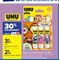 4 bâtons de colle blanche "Lou-Stics" UHU stic