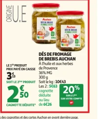 Dés de Fromage de Brebis Auchan