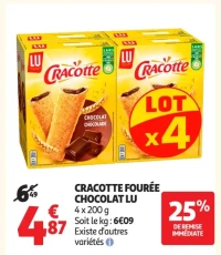 Cracotte fourrée chocolat LU