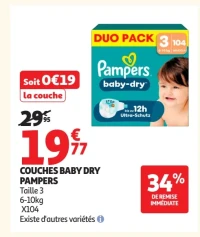Couches Baby Dry Pampers Taille 3