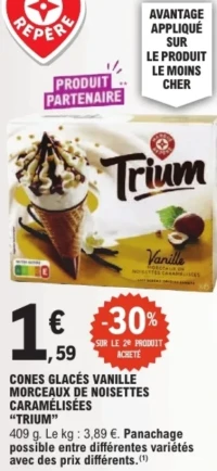 Trium Cones Glacés Vanille Morceaux de Noisettes Caramélisées