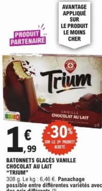Trium Bâtonnets Glacés Vanille Chocolat au Lait