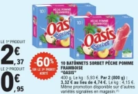10 BÂTONNETS SORBET PÊCHE POMME FRAMBOISE “OASIS”