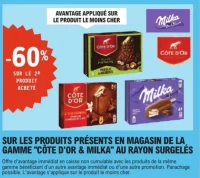 PRODUITS PRÉSENTS EN MAGASIN DE LA GAMME “CÔTE D'OR & MILKA” AU RAYON SURGELÉS