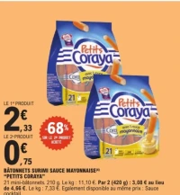Bâtonnets surimi sauce mayonnaise "Petits Coraya"