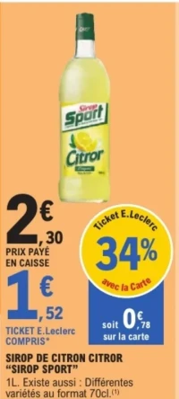 Sirop de citron citror Sirop Sport
