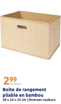 Boîte de rangement pliable en bambou