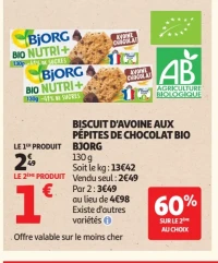 Biscuit d'Avoine aux Pépites de Chocolat Bio Bjorg