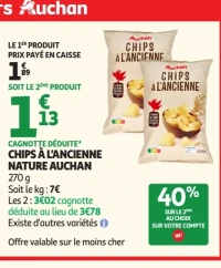 Chips à l'ancienne nature Auchan