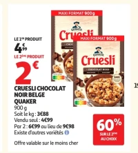 Cruesli Chocolat Noir Belge Quaker