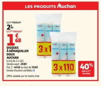 Disques à démaquiller doux Auchan
