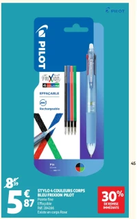 Stylo 4 couleurs corps bleu Frixion Pilot