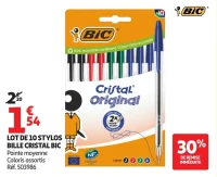 Lot de 10 stylos bille Cristal BIC