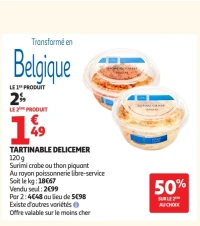 Tartinable Delicemer surimi crabe ou thon piquant