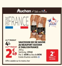 Auchan Saucisson sec de Savoie au Beaufort