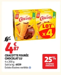 Cracotte fourrée chocolat Lu