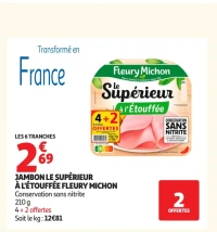 Jambon le supérieur à l'étouffée Fleury Michon