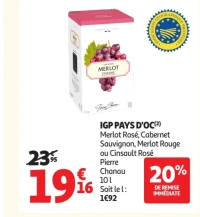 IGP Pays d'Oc Merlot Rosé, Cabernet Sauvignon, Merlot Rouge ou Cinsault Rosé Pierre Chanau