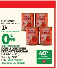 Double concentré de tomates Auchan