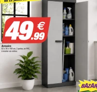 Armoire 63 x 39 x 168 cm, 2 portes, en PVC