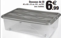 Dessous de lit 40 x 60 x 18 cm, 30 L