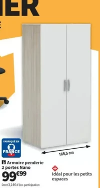 Armoire penderie 2 portes Nano