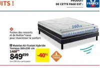 Matelas Air Fusion Hybride Tonique Bultex 160x200 cm