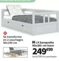 Lit banquette 90x190 cm Isore