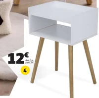 Table de chevet DIM. 40X30X60 CM, PIN, MDF