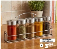 Support et 5 pots à épices à remplir