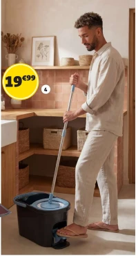 Seau essoreur à pédale + Balai 5L
