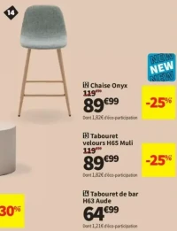 Tabouret de bar H63 Aude