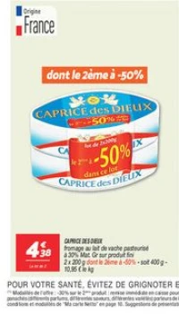 Caprice des Dieux - fromage au lait de vache pasteurisé