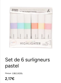Set de 6 surligneurs pastel 2 BE S KOOL