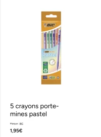 5 crayons porte-mines pastel BIC
