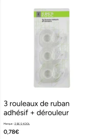 3 rouleaux de ruban adhésif + dérouleur 2 BE S KOOL